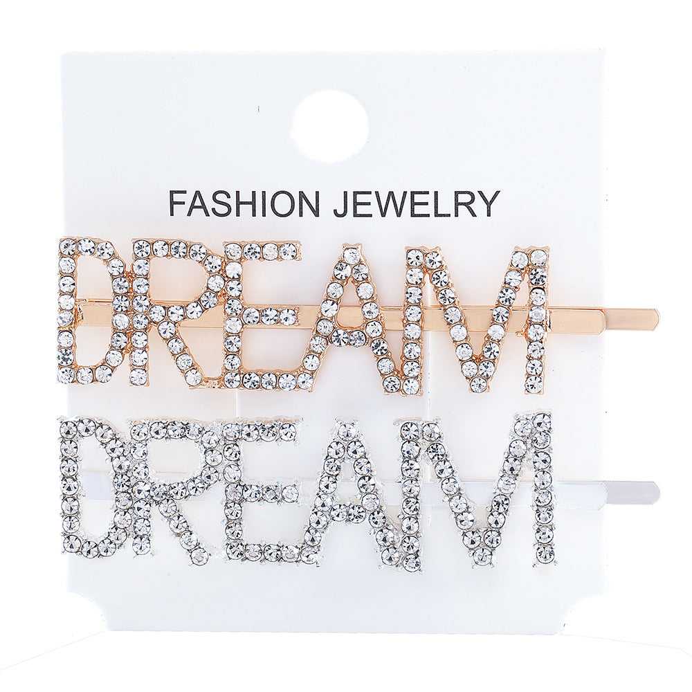 Wholesale Women's Diamond Letter All-match Bangs Hairpin Clip